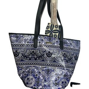 Soma LG Snap Closure Beach Tote, Blue, Black,‎ White Paisley Print & Coin Purse